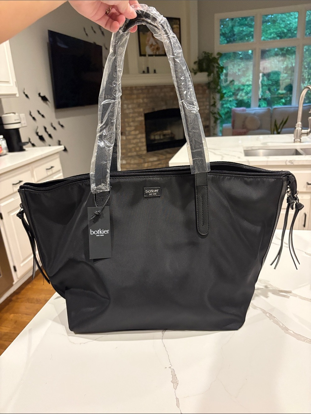 Botkier Black Nylon Tote with Top Zip